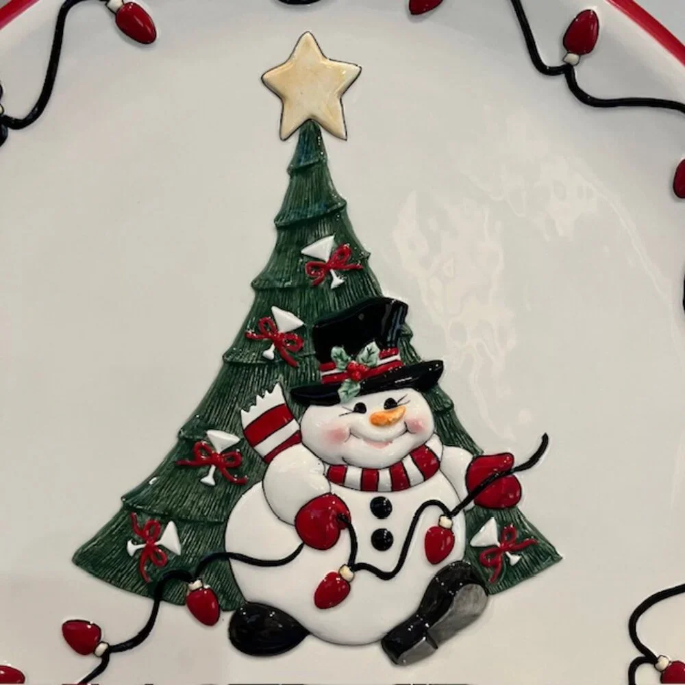 Fitz and Floyd Cheers Snowman Platter Wall Hanging